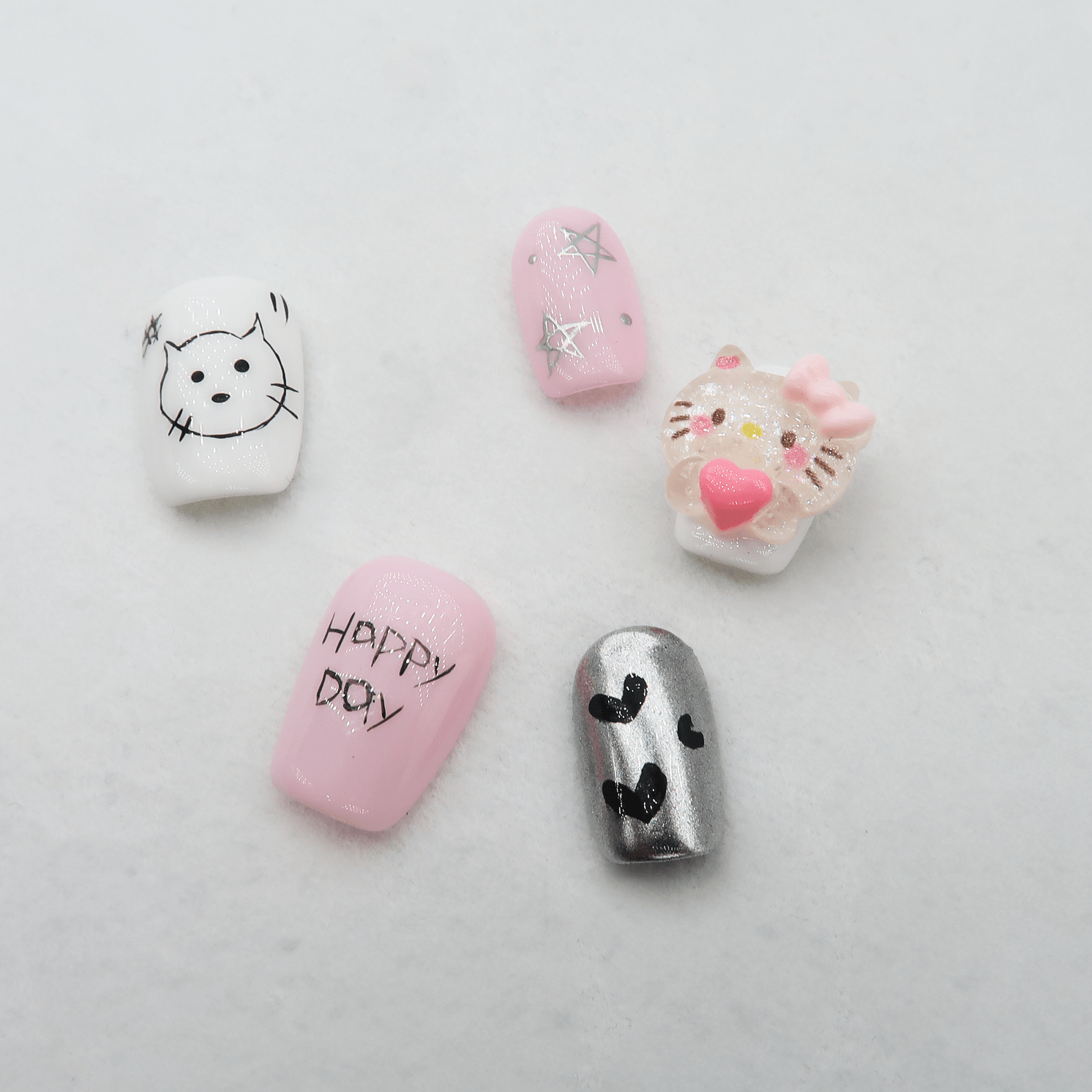 Kitty Bliss - Handmade Press On Nails - Short Square / Exclusive Designer Collection - Scuti Luxury