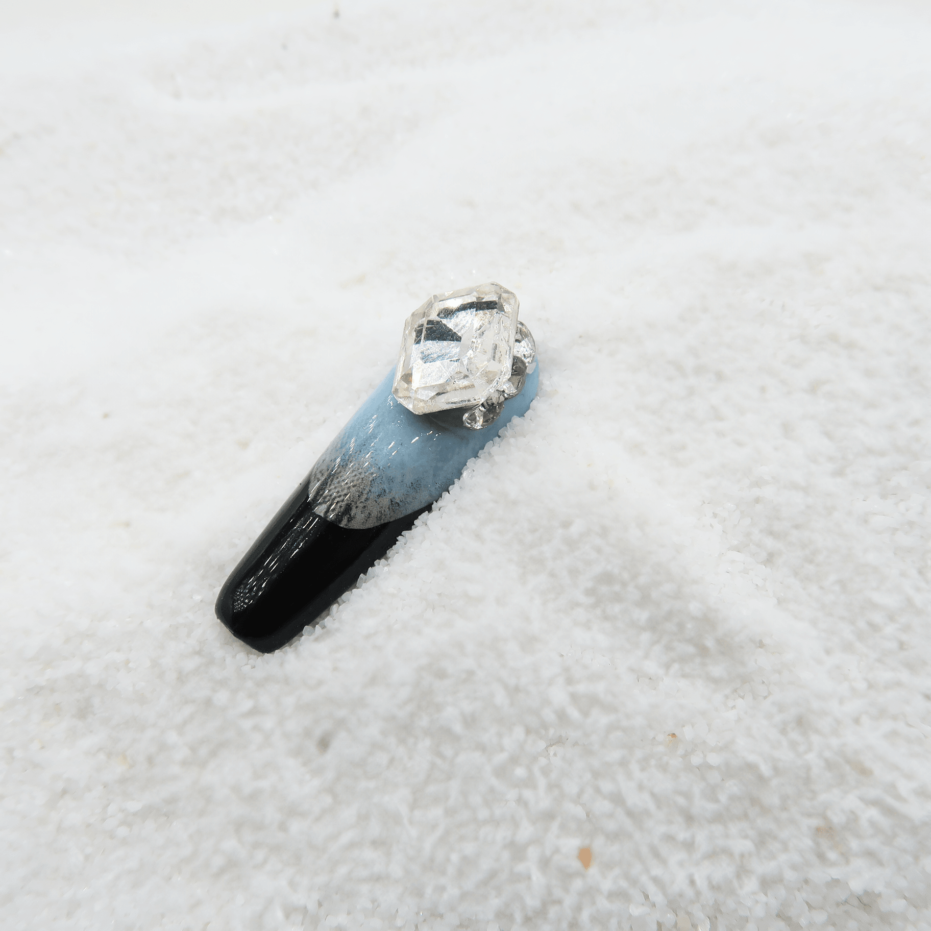 Midnight Frost - Handmade Press On Nails - Long Coffin / Exclusive Designer Collection - Scuti Luxury