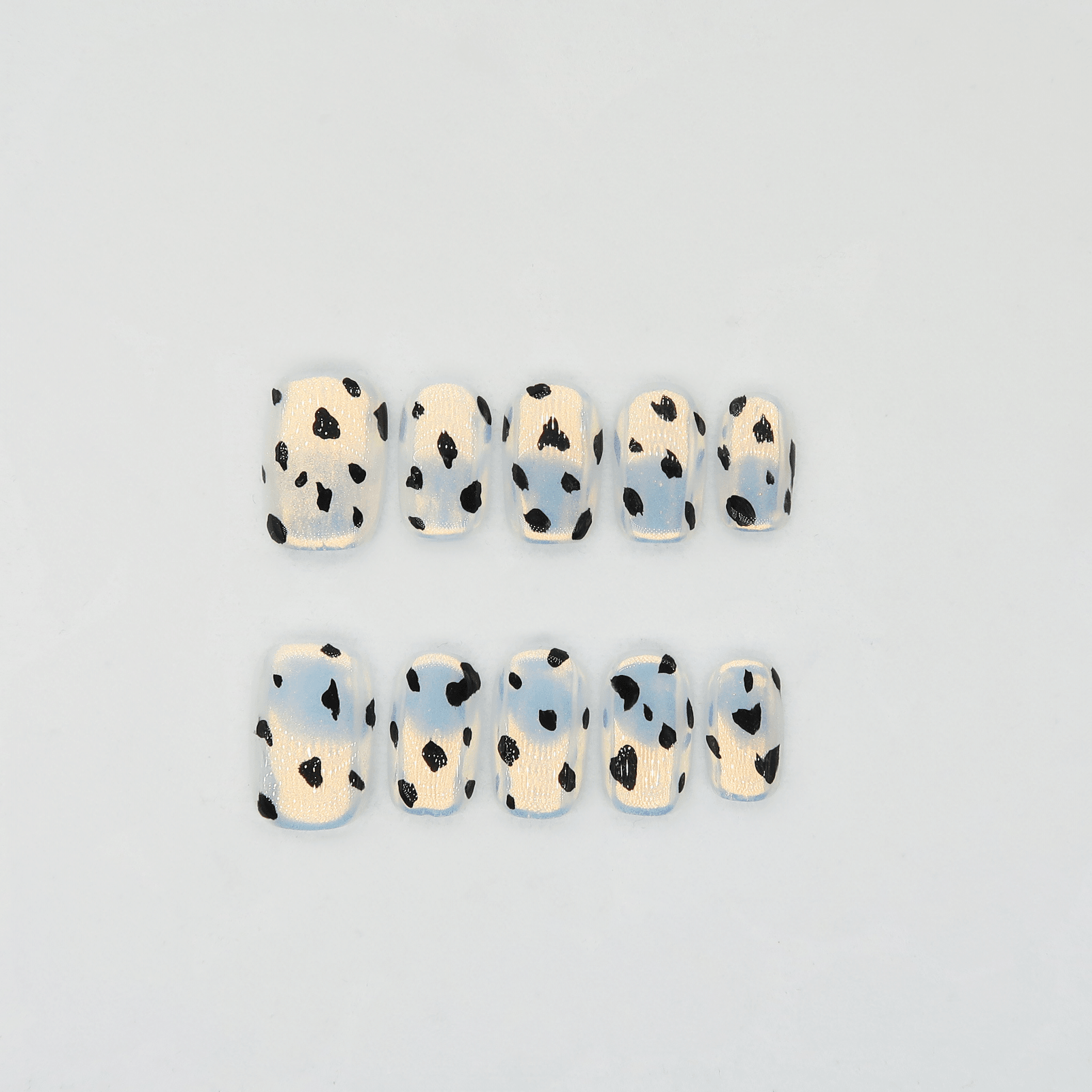 Moonlit Dalmation - Handmade Press On Nails - Medium Square / Exclusive Designer Collection - Scuti Luxury