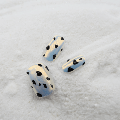 Moonlit Dalmation - Handmade Press On Nails - Medium Square / Exclusive Designer Collection - Scuti Luxury