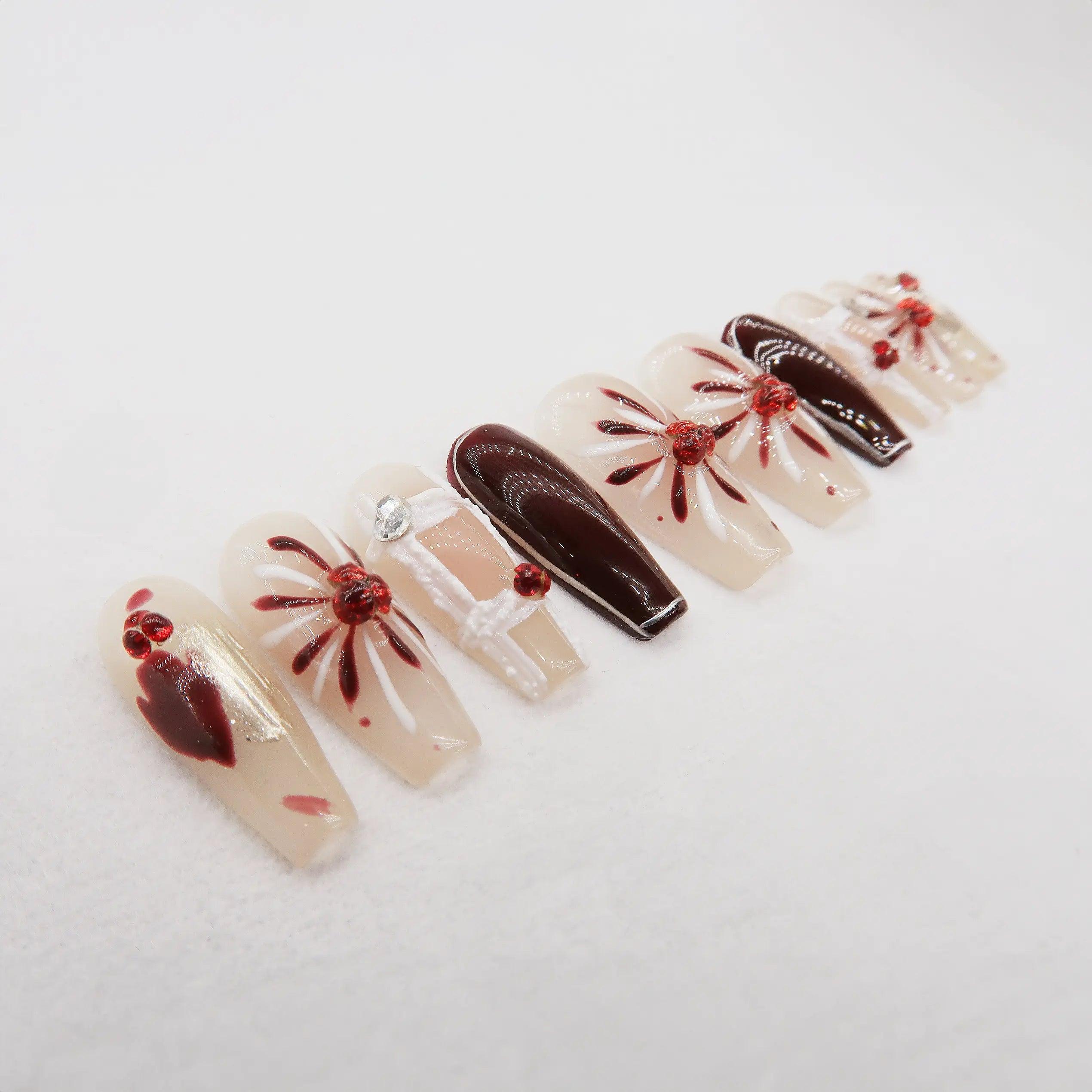 Floral press-on nails