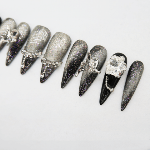 Stardust - Handmade Press On Nails - Long Stiletto - Scuti Luxury